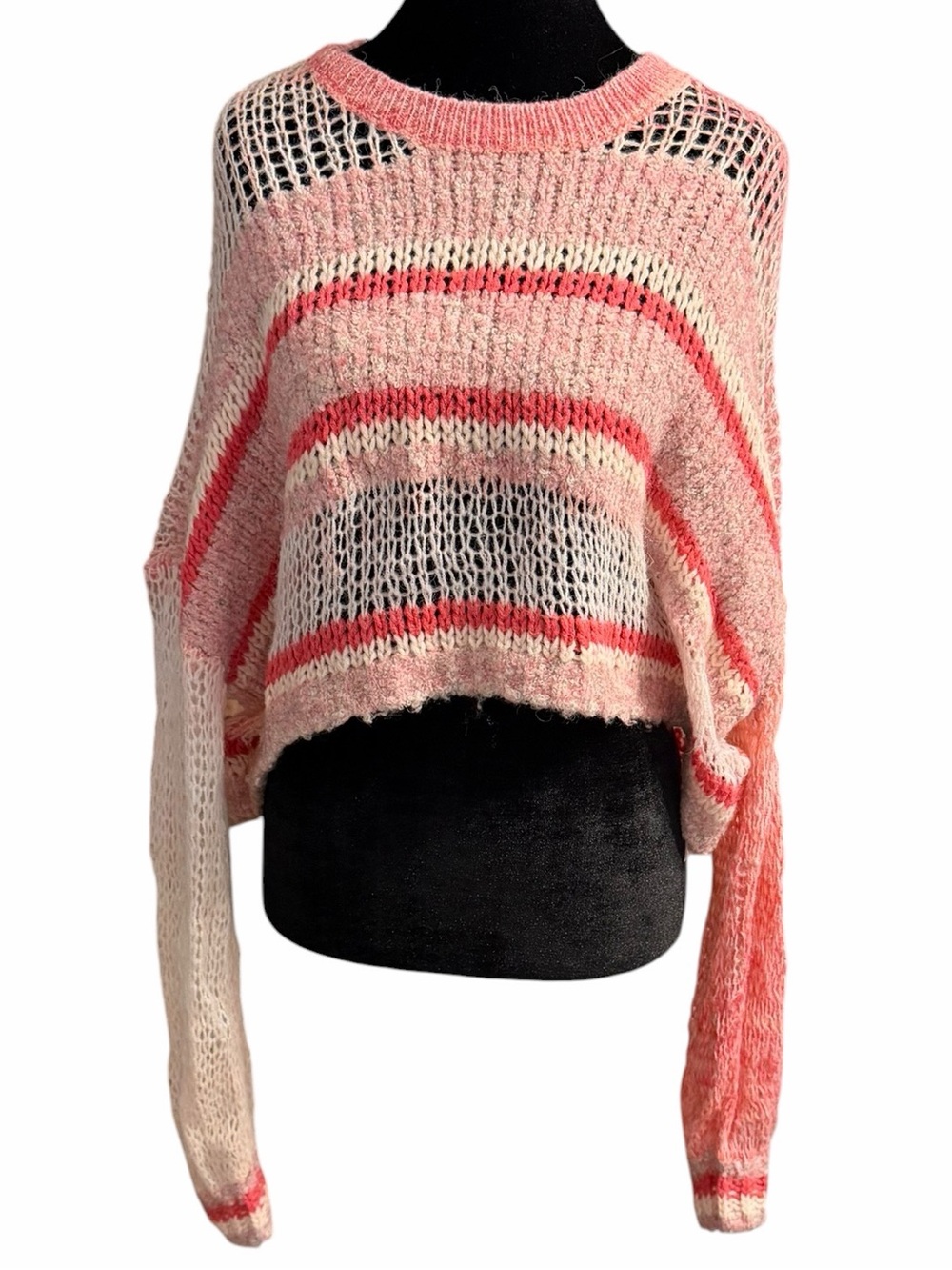 Urban Outfitters Kimchi Blue Pink Red Striped Crew Neck Sweater Womens M
